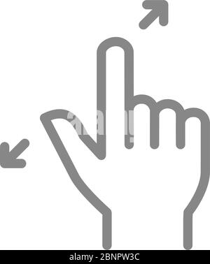 Zoom with two fingers line icon. Touch screen hand gesture symbol Stock Vector