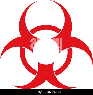 Bio hazard warning sign icon graphics design vector. Red color. Perfect for backgrounds, backdrop, sticker, sign, icon, symbol, poster, label, logo an Stock Vector
