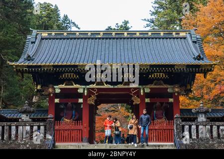 Japan, Honshu, Tochigi Prefecture, Nikko, Rinnoji Temple and Taiyuin Mausoleum, Entrance Gate Stock Photo