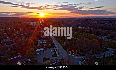London Ontario Aerial Sunset, Byron Commissioners Rd West Stock Photo