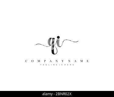 QI Initial handwriting logo vector. Stock Vector