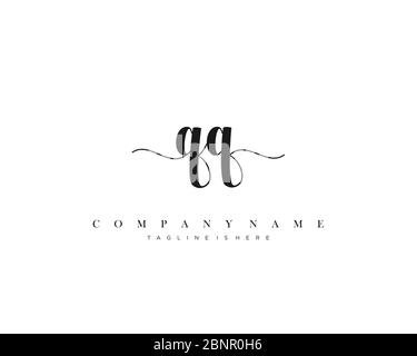 QQ Initial handwriting logo vector. Stock Vector