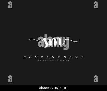 SM Initial handwriting logo vector. Stock Vector