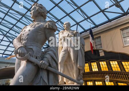 England, London, Greenwich, National Maritime Museum, Display of Historical Naval Admirals Stock Photo
