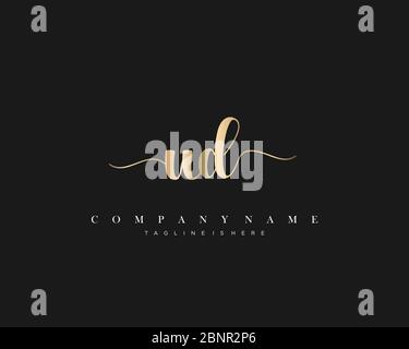 UD Initial handwriting logo vector. Stock Vector