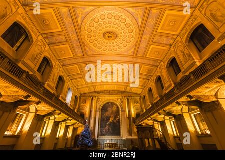 England, London, Greenwich, Old Royal Naval College, The Chapel, Interior View Stock Photo