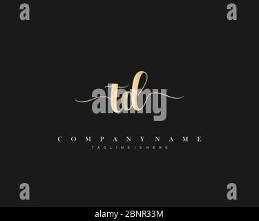 TD Initial handwriting logo vector. Stock Vector