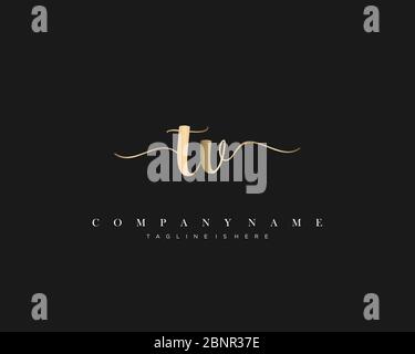 TV Initial handwriting logo vector. Stock Vector