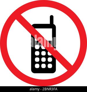 Cellphone not allowed sign vector. Turn off mobile phones. Perfect for backgrounds, backdrop, sticker, sign, symbol, label, poster, banner, notice etc Stock Vector