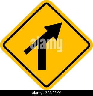 Y intersect curve traffic sign. Yellow diamond board. Perfect for backgrounds, backdrop, sticker, sign, symbol, label, poster, banner, notice etc. Stock Vector
