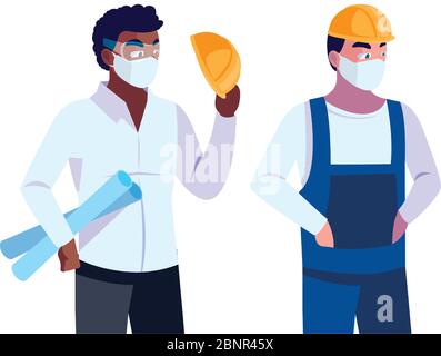 architect and operator with mask vector illustration desing Stock Vector