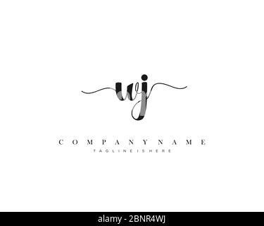 WJ Initial handwriting logo vector. Stock Vector
