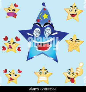 Illustration of New Blue Witch Star emoji. Stock Vector Icon. Light Background. Stock Vector