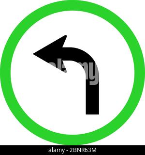 Canadian left turn traffic sign. Road and traffic symbol in Canada. Perfect for backgrounds, backdrop, banner, sticker, label, poster, sign, symbol et Stock Vector