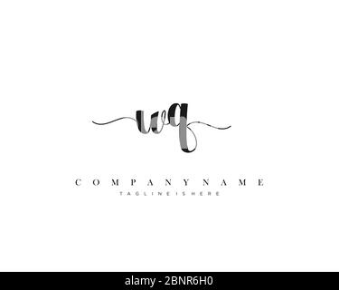 WQ Initial handwriting logo vector. Stock Vector
