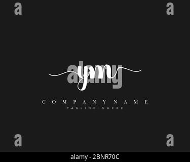 YM Initial handwriting logo vector. Stock Vector