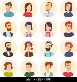 Business avatars. Colored web pictures of male and females office managers vector portraits in cartoon style Stock Vector