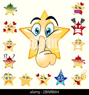 Illustration of Sick Star Emoji. Red combine color. Stock Vector Icon. Light Background. Stock Vector
