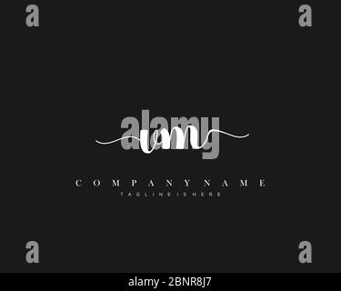 VM Initial handwriting logo vector. Stock Vector