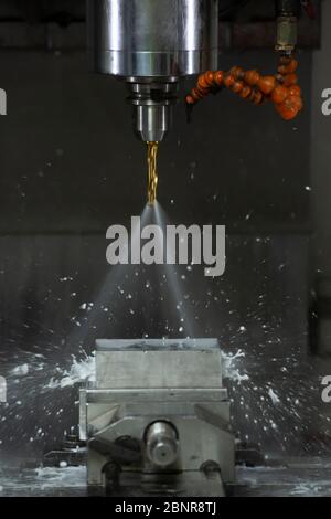 Metalworking CNC milling machine. Cutting metal modern processing technology Stock Photo