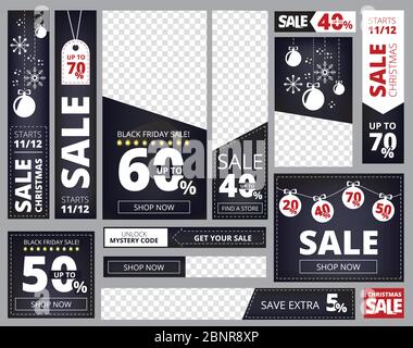 Web banners ad. Different sizes and shapes of advertizing business banners collection vector template isolated Stock Vector