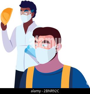 architect and operator with mask vector illustration desing Stock Vector