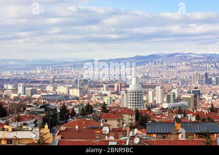 Panoramic cityscape of Ankara, Turkey. View from Cankaya district. Stock Photo