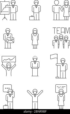 Business people icon. Team office managers relations user successful people dialog vector simple business symbols Stock Vector