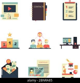 Project management icon. Business product planning record keeping analysis web team vector colored symbols Stock Vector