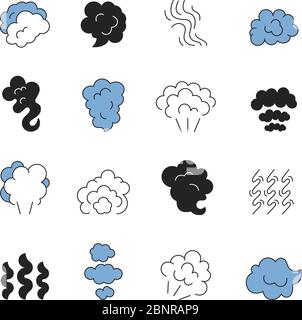 Steam line symbols. Smell of cooking food vapour smoke outline vector icon set Stock Vector