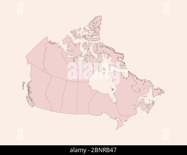 Canada country map with provinces. Vintage pink shade background vector. Perfect for business concepts, backgrounds, backdrop, banner, poster, sticker Stock Vector