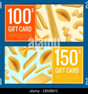 Vector realistic pasta types discount or gift Stock Vector