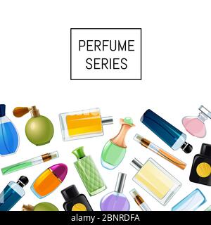 Vector perfume bottles background illustration for website Stock Vector