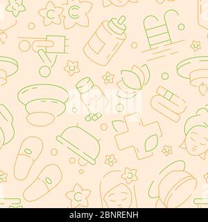 Spa beauty seamless. Relax therapy nature herbal smell massage textile pattern vector template Stock Vector