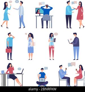 People talk. Socializing online web chatting business discussion community vector characters isolated Stock Vector