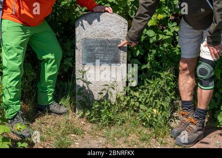 Hiking on the Bergischer Weg, a hiking trail, here in Essen, highest point of the city, NRW, Germany Stock Photo
