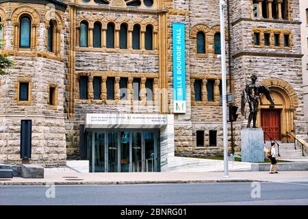 Montreal, Canada - June, 2018: Montreal Museum of fine arts bourgie hall entrance door and iconic sculpture the eye by david altmejd in Montreal, Queb Stock Photo