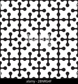 seamless pattern of abstract crosses with circles on a white background. Vector image Stock Vector