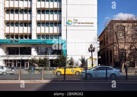 March, 2020 - Ankara, Turkey: Turkish post office general directorate building (ptt) in Uus, Altindag, Ankara, Turkey Stock Photo