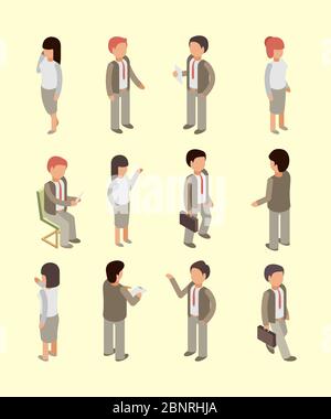 Business people isometric. Office workers managers directors and leader team professional service specialists vector 3d characters Stock Vector