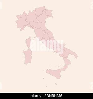 Italy political map with provinces graphics design. Vintage pink shade background vector. Perfect for business concepts, backgrounds, backdrop, banner Stock Vector