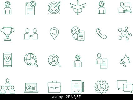 Job hunting. Professional workers top super manager personal employment vector thin icon collection Stock Vector