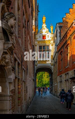 Europe, Belgium, Bruges, city, Blinde-Ezelstraat, Stadhuis, town hall Stock Photo