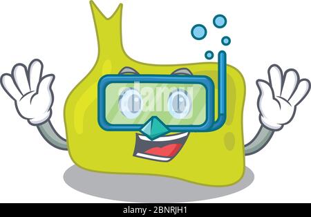 Pituitary mascot design swims with diving glasses Stock Vector