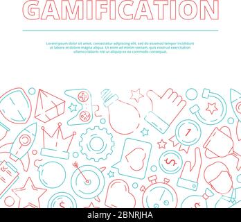 Gamification background. Business rules for workers game achievement work motivation vector concept picture Stock Vector