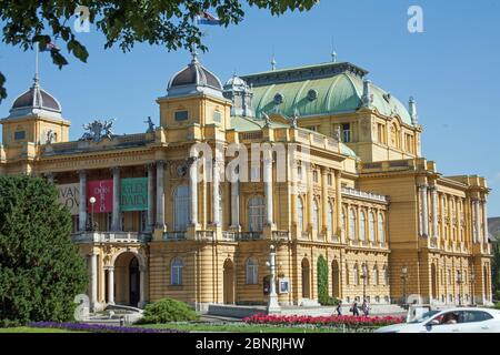 Croatian National Theater on the edge of Marshal Tito Square. Building Style Neo Baroque. Stock Photo