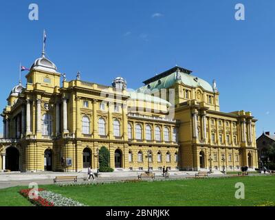 Croatian National Theater on the edge of Marshal Tito Square. Building Style Neo Baroque. Stock Photo