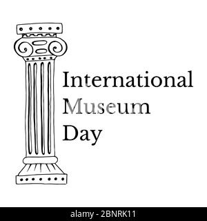 International Museum Day. Roman Column. Isolated on white Stock Vector