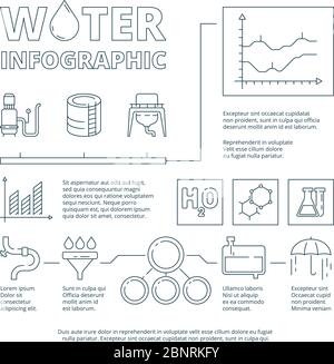 Water infographic. Liquid purification systems quality clean water business graphics diagrams charts vector infographic design template Stock Vector