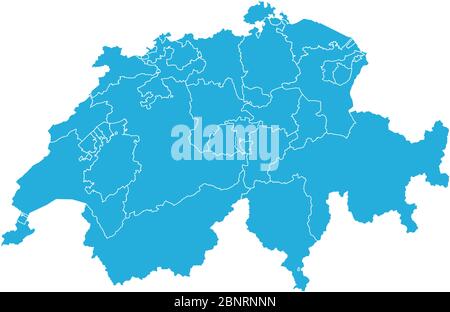 Switzerland political map with provinces vector graphics design. Blue background. Perfect for business concepts, backgrounds, backdrop, poster, sticke Stock Vector